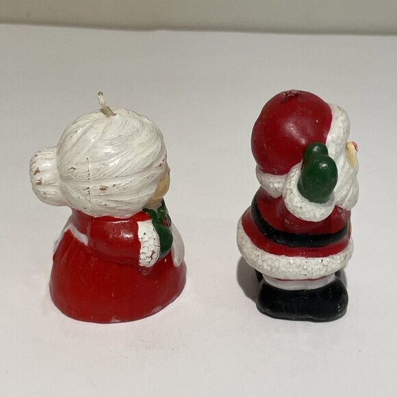 Vintage Wax Candles Mr. & Mrs. Santa Claus Christmas  2.5" Holiday Decoration - Picture 4 of 7